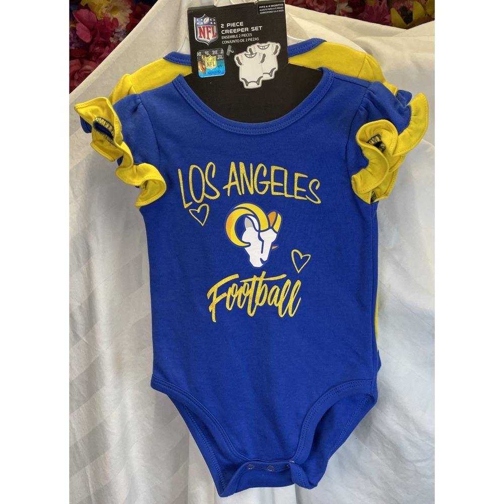 Los‎ Angeles Rams NFL Baby Infant Size 6-9 M 2 Piece Creeper Bodysuit Combo Set